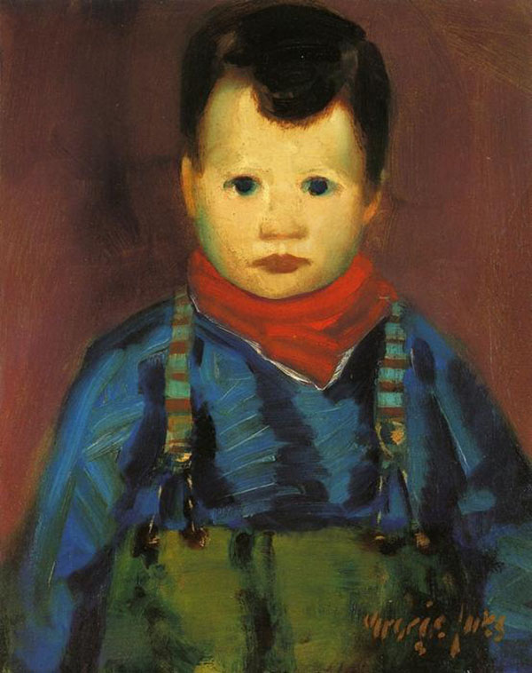 Boy with Suspenders by George Luks | Oil Painting Reproduction