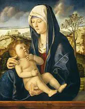 Madonna and Child in a Landscape c1490 By Giovanni Bellini