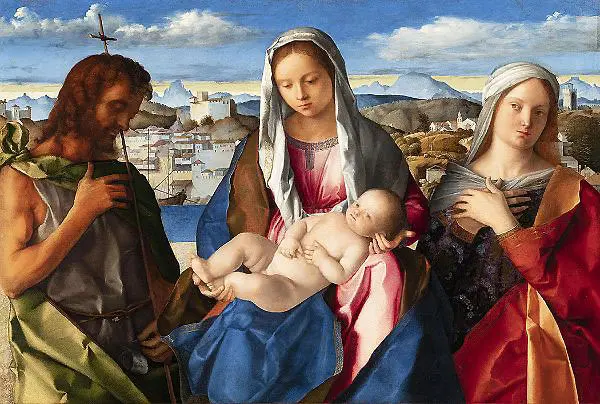 Madonna and Child between St John the Baptist and a Female Saint By Giovanni Bellini