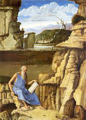 Saint Jerome Reading in a Landscape By Giovanni Bellini