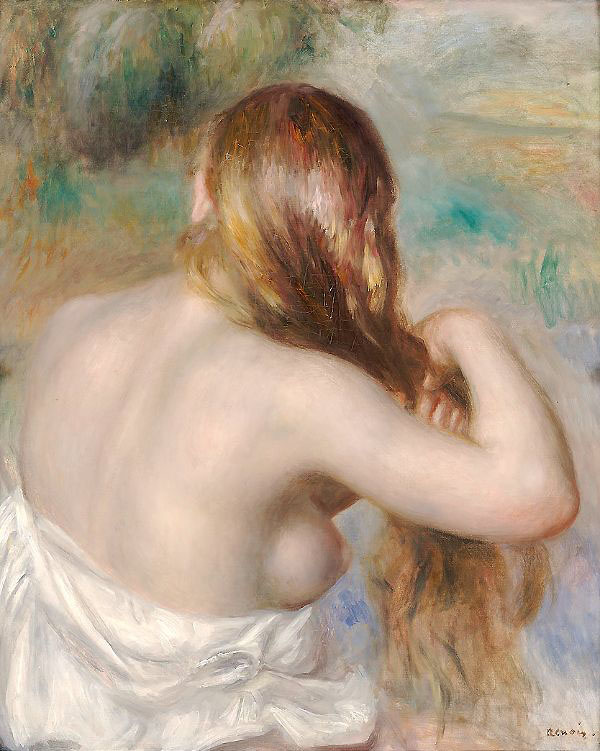 Blonde Braiding her Hair | Oil Painting Reproduction