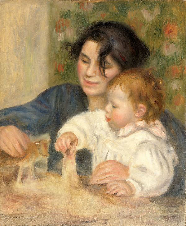 Gabrielle Renard and infant son Jean Renoir | Oil Painting Reproduction