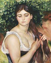 Girl Braiding Her Suzanne Valadon By Pierre Auguste Renoir