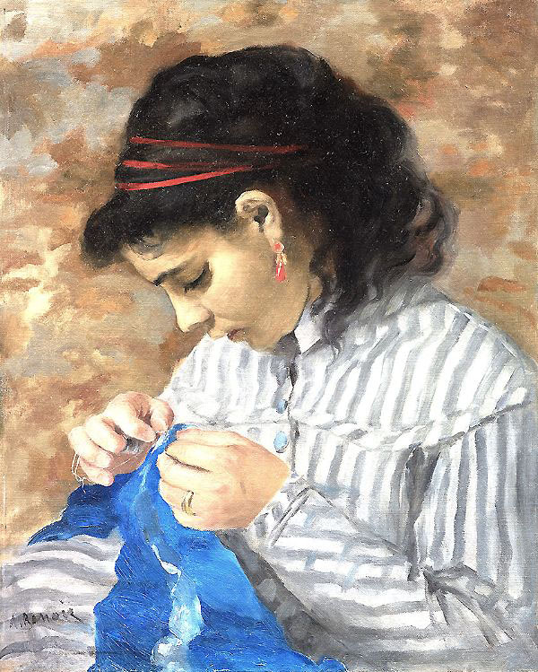 Lise sewing by Pierre Auguste Renoir | Oil Painting Reproduction