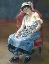 Sleeping Girl with a Cat By Pierre Auguste Renoir