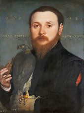 Portrait of a Nobleman with a Hawk 1542 By Hans Holbein