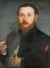 Portrait of a Nobleman with a Hawk 1542 By Hans Holbein