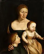 The Artist's Wife and the Two Eldest Children By Hans Holbein