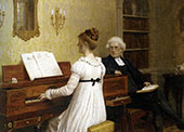 The Piano Lesson By Edmund Leighton