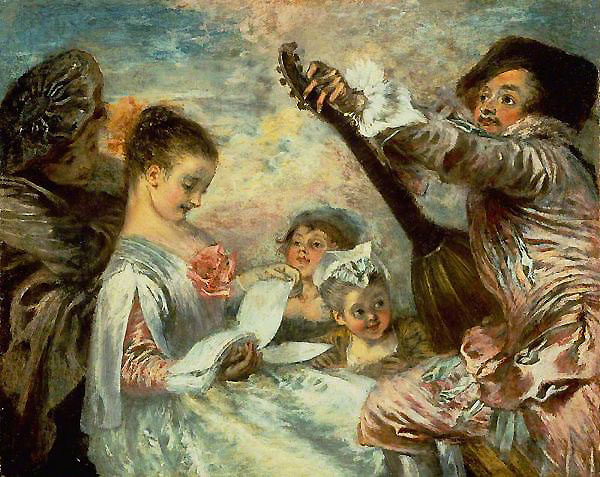 Music Lesson c1717 by Jean Antoine Watteau | Oil Painting Reproduction