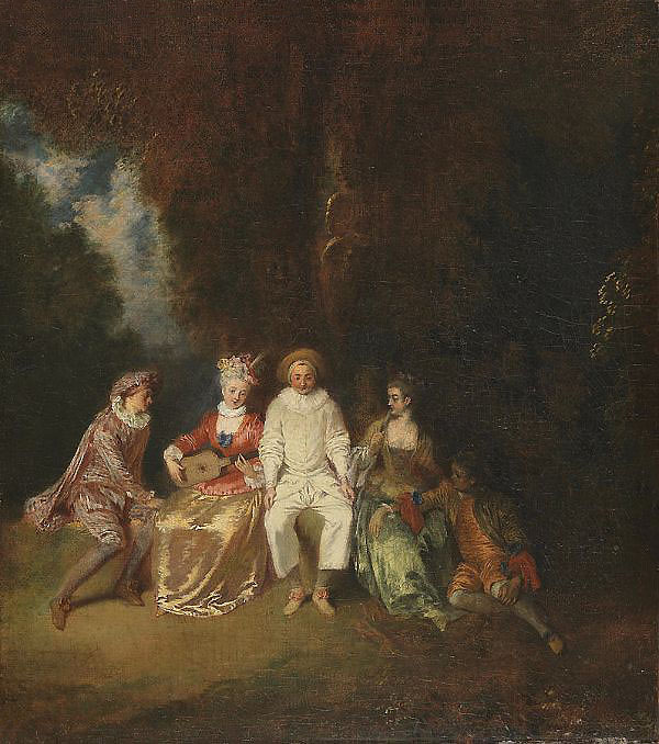 Pierrot Contento c1712 by Jean Antoine Watteau | Oil Painting Reproduction