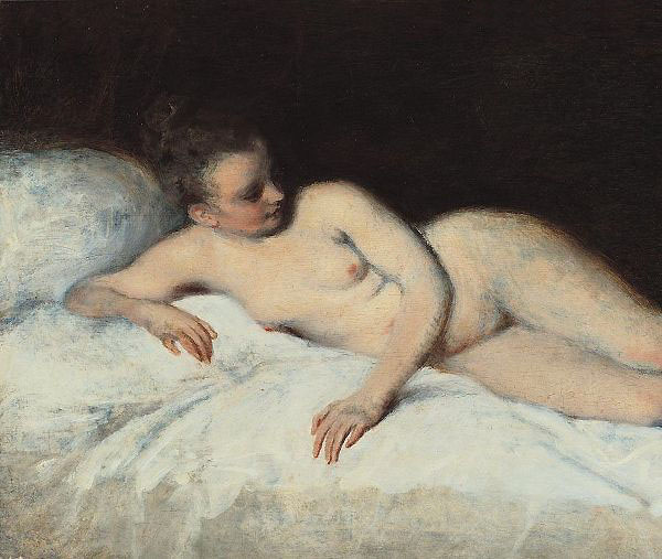 Reclining Nude by Jean Antoine Watteau | Oil Painting Reproduction