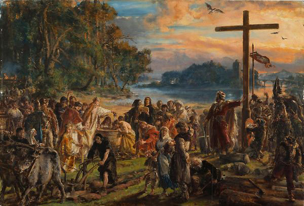 Adoption of Christianity 965 AD by Jan Matejko | Oil Painting Reproduction