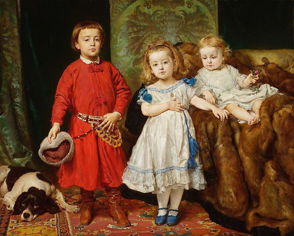 Artist's Three Children Tadeusz Helena and Beata | Oil Painting Reproduction