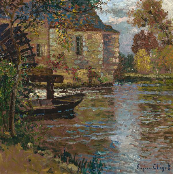 Houses by the Water by Eugene Chigot | Oil Painting Reproduction