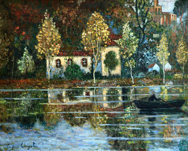 Reflections 1910 by Eugene Chigot | Oil Painting Reproduction
