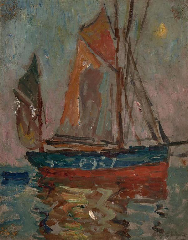 Sailboat at Dusk by Eugene Chigot | Oil Painting Reproduction