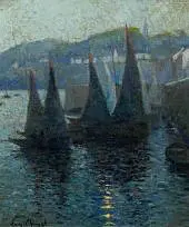 Sailboats in Port By Eugene Chigot