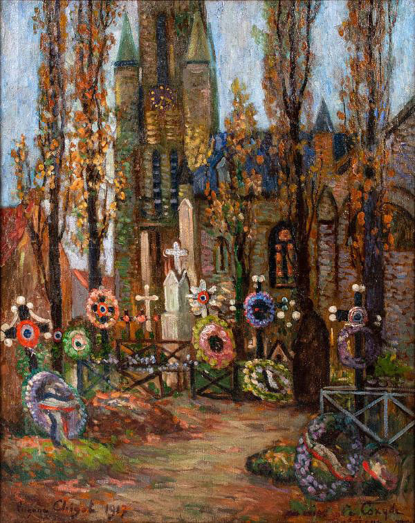 Toll of War Eglise a Coxyde by Eugene Chigot | Oil Painting Reproduction