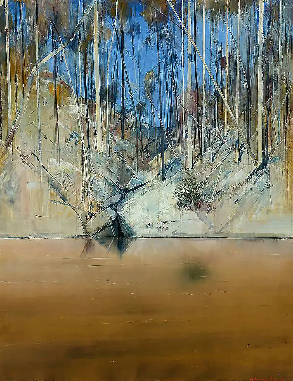 Cleft Riverbank with Bush and Fern By Arthur Merric Boyd