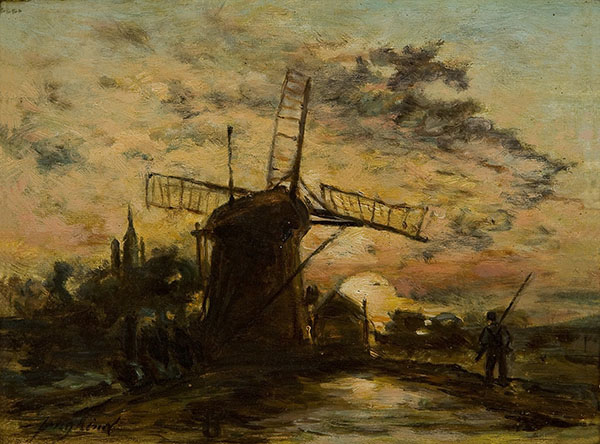 Windmill by Johan Barthold Jongkind | Oil Painting Reproduction