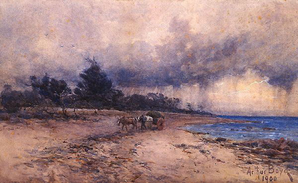 Gathering Seaweed Before the Storm Sandringham Beach | Oil Painting Reproduction