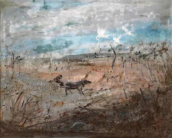 Horse Drawn Figure in the Wimmera By Arthur Merric Boyd