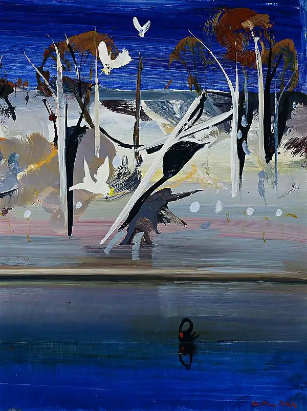 Indigo Blue and Grey Landscape 1984 By Arthur Merric Boyd