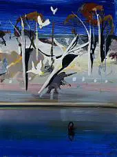 Indigo Blue and Grey Landscape 1984 By Arthur Merric Boyd