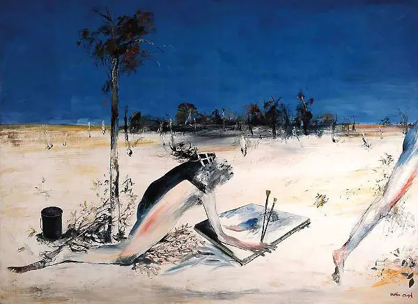 Large Kneeling Figure with Canvas and Black Can By Arthur Merric Boyd