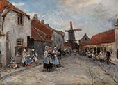 Street in a Dutch Village By Johan Barthold Jongkind
