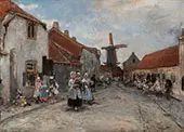 Street in a Dutch Village By Johan Barthold Jongkind