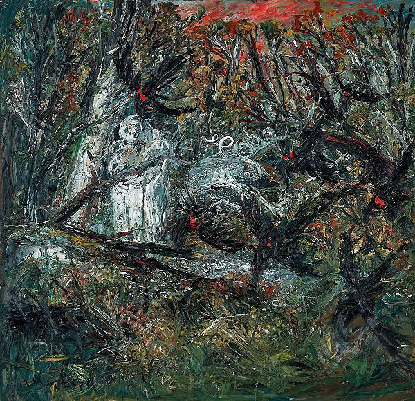Lovers in Forest with Blackbirds and Beast | Oil Painting Reproduction
