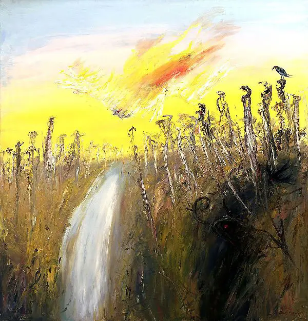Nebuchadnezzar on Fire Falling Over a Waterfall By Arthur Merric Boyd