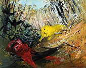 Nebuchadnezzar Running in a Forest with Lion and Blackbirds By Arthur Merric Boyd