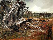 Ram and Black Cockatoos in a Forest By Arthur Merric Boyd