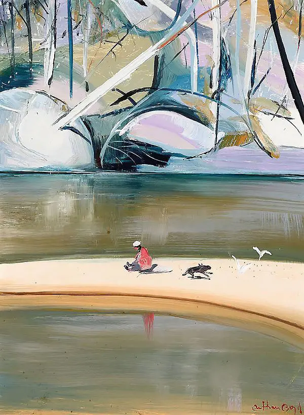 Sandbar with Figure and Dog 1994 By Arthur Merric Boyd