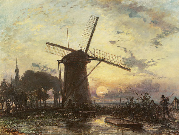 Windmill at Sunset near Overschie 1859 | Oil Painting Reproduction
