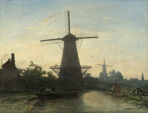 Windmills near Rotterdam 1857 | Oil Painting Reproduction