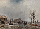 A Winter Landscape with Skaters By Johan Barthold Jongkind
