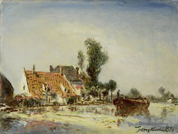 Houses on a Canal in Crooswijk 1874 | Oil Painting Reproduction