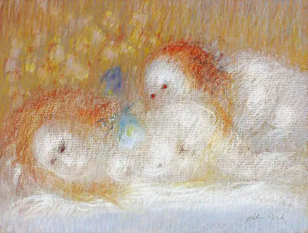 Sleeping Woman with Dragonfly and Watching Figure By Arthur Merric Boyd