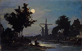 Moonlight on the Canal By Johan Barthold Jongkind