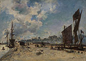 Quay in Honfleur 1866 By Johan Barthold Jongkind