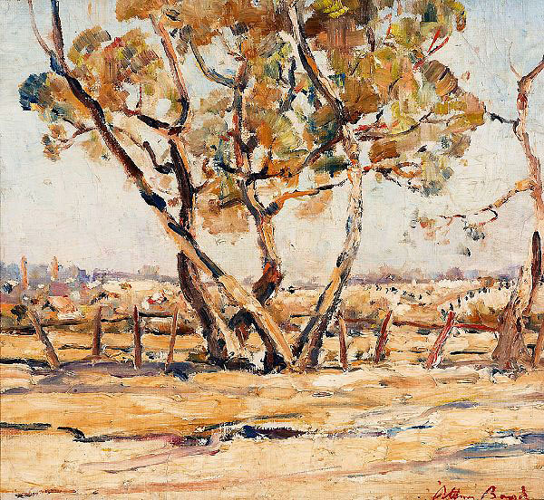 Trees and Rosebud Landscape c1937 | Oil Painting Reproduction