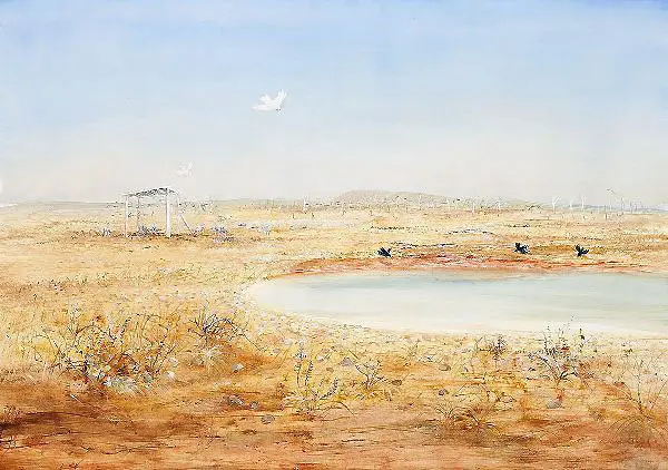 Wimmera Landscape with Cockatoos By Arthur Merric Boyd