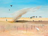 Wimmera Landscape with Fire and White Heron By Arthur Merric Boyd