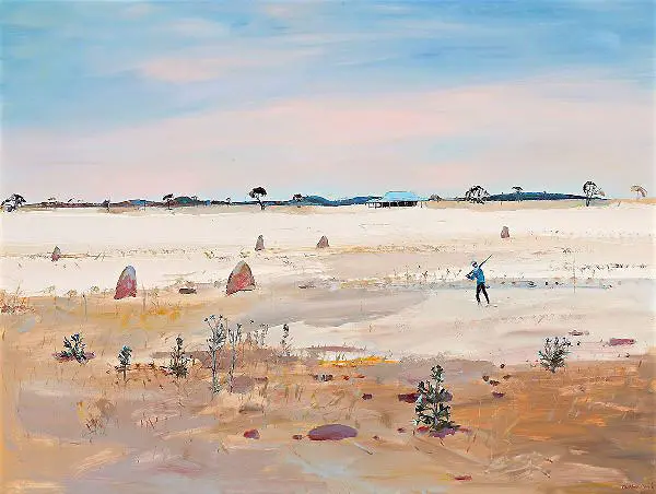 Wimmera Landscape with Hunter c1985 By Arthur Merric Boyd