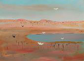 Wimmera Landscape with Lake Cockatoos and Blackbirds By Arthur Merric Boyd