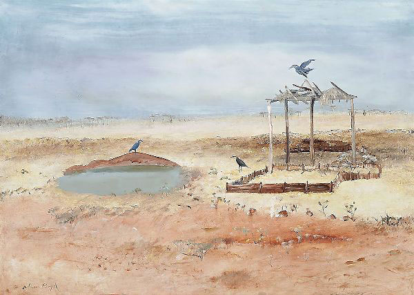 Wimmera Landscape with Waterhole Birds and Shelter | Oil Painting Reproduction